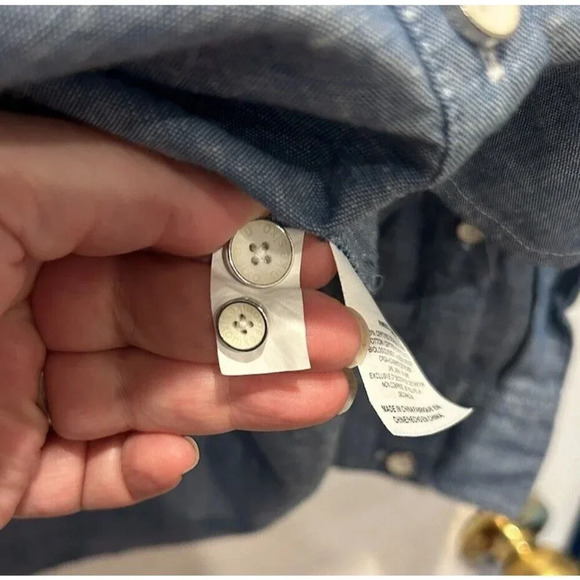 Nike 6.0 Women's Size‎ Large Blue Button Up Shirt Organic Cotton Linen Blend - Picture 7 of 8